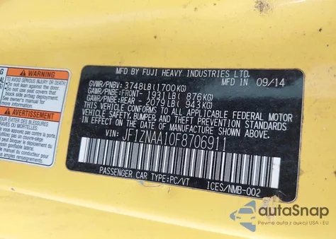 2015 Scion Fr-S Release Series из США, поврежденный, VIN JF1ZNAA10F8706911